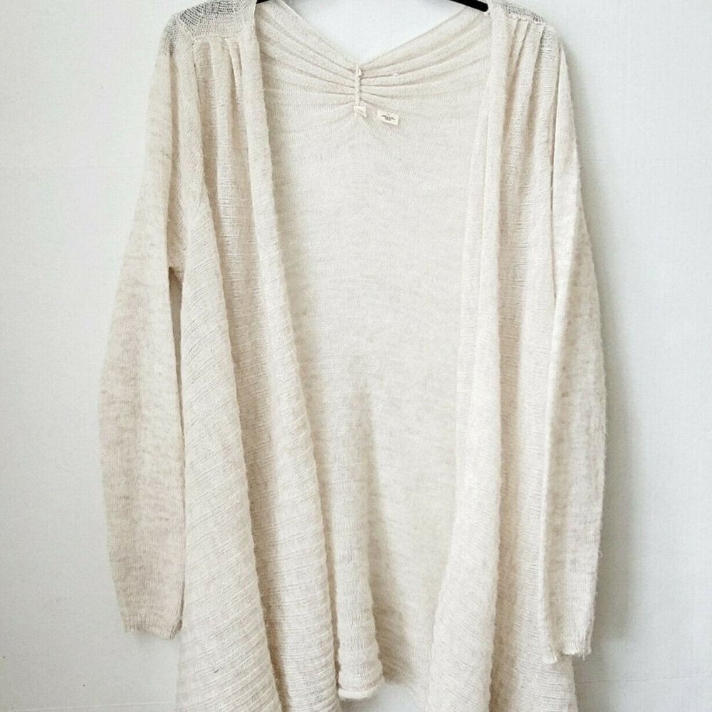 Anthropologie Moth Womens Beige Wool Blend Cardigan Sweater